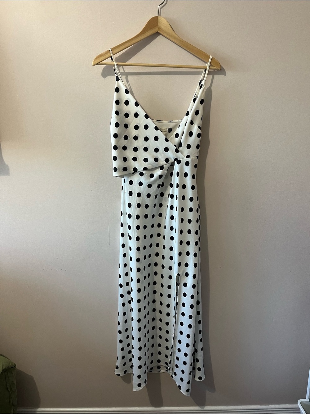 Urban Outfitters White & Black Polka Dot Wrap Midi Dress | Size M